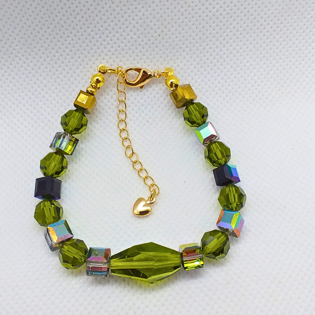 Green Crystal Beaded Bracelet