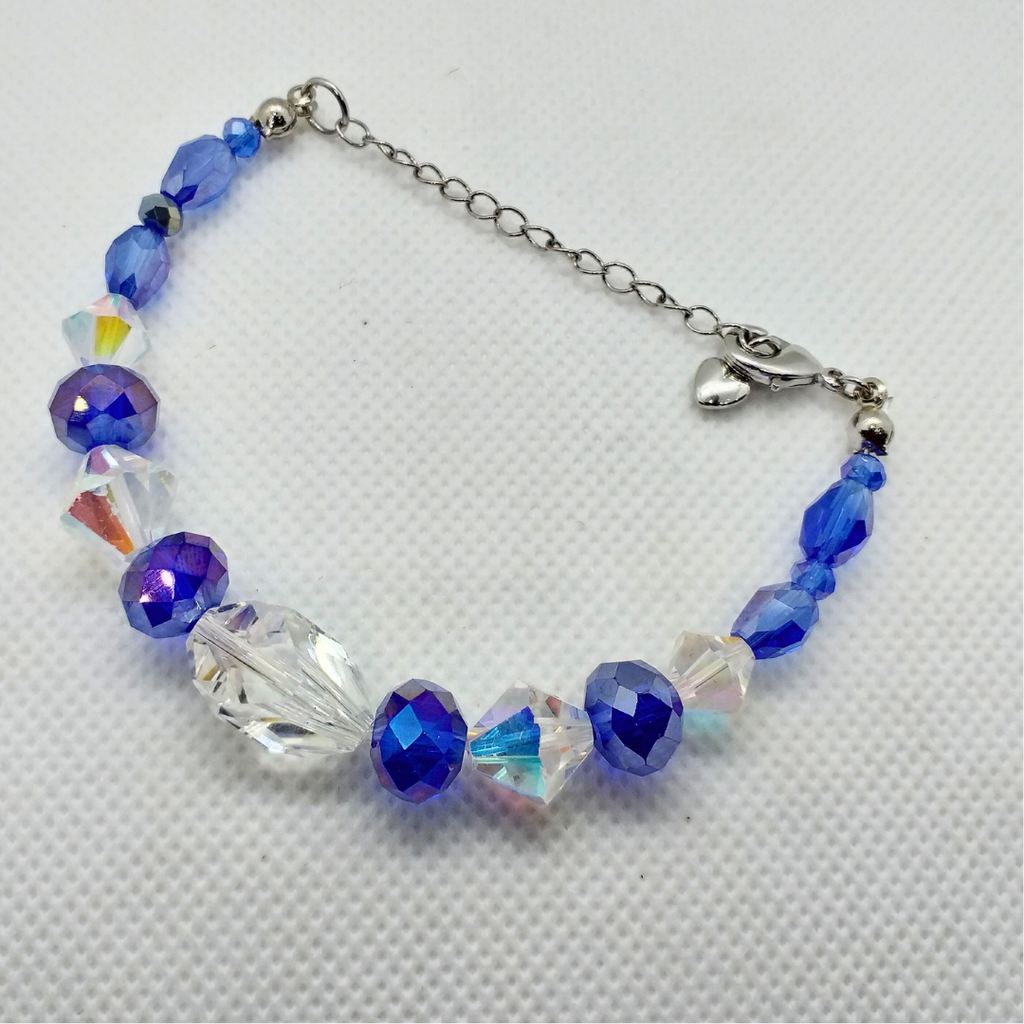 Blue Crystal Beaded Bracelet
