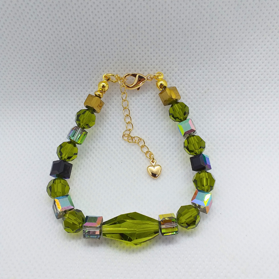 Green Crystal Beaded Bracelet